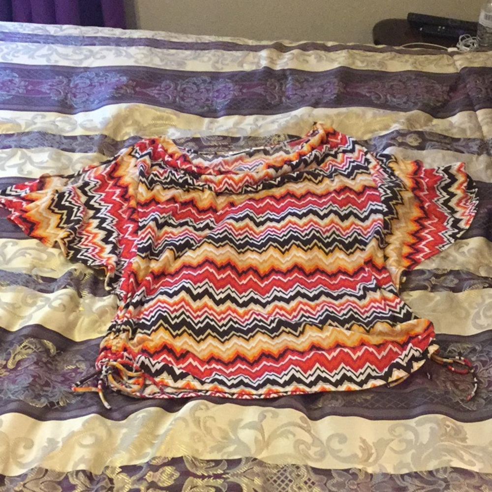 Cato shoulder cut out multi color  blouse